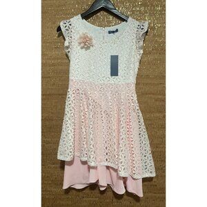 TM by TRULY ME Girls Size 16 Pink Floral Lace Asymmetrical Dress